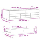 daybed med skuffer uden madras 100x200 cm betongrå