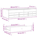 daybed med skuffer uden madras 90x200 cm sort