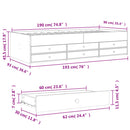 daybed med skuffer uden madras 90x190 cm hvid