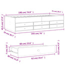 daybed med skuffer uden madras 75x190 cm sort