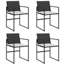 havestole med hynder 4 stk. polyrattan sort