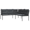 havesofa med hynder L-facon stål og textilene sort