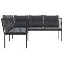 havesofa med hynder L-facon stål og textilene sort