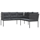 havesofa med hynder L-facon stål og textilene sort