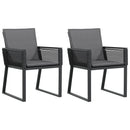 havestole med hynder 2 stk. polyrattan sort