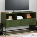 tv-bord 100,5x39x60,5 cm stål olivengrøn