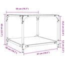 sofaborde med transparent glastop 2 stk 50x50x40 cm stål
