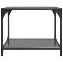 sofaborde med sort glastop 2 stk 50x50x40 cm stål