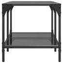 sofabord med sort glastop 78,5x40x40 cm stål
