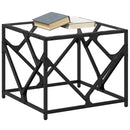 sofabord med transparent glastop 50x50x41 cm stål