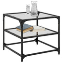 sofaborde med transparent glastop 2 stk 50x50x45 cm stål