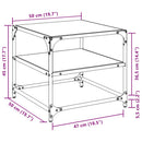 sofaborde med transparent glastop 2 stk 50x50x45 cm stål