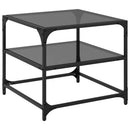 sofaborde med sort glastop 2 stk 50x50x45 cm stål