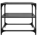 sofaborde med sort glastop 2 stk 50x50x45 cm stål