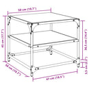sofaborde med sort glastop 2 stk 50x50x45 cm stål
