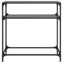 konsolbord med sort glastop 80x35x81 cm stål
