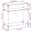 konsolbord med sort glastop 80x35x81 cm stål