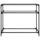 konsolbord med transparent glastop 98x35x81 cm stål