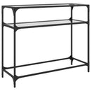 konsolbord med transparent glastop 98x35x81 cm stål