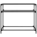 konsolbord med sort glastop 98x35x81 cm stål