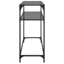 konsolbord med sort glastop 98x35x81 cm stål