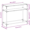 konsolbord med sort glastop 98x35x81 cm stål
