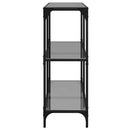 konsolbord med sort glastop 98x30x81 cm stål