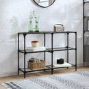 konsolbord med transparent glastop 118,5x30x81 cm stål