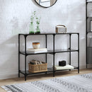 konsolbord med sort glastop 118,5x30x81 cm stål