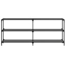 konsolbord med sort glastop 194,5x30x81 cm stål