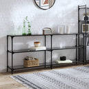 konsolbord med sort glastop 194,5x30x81 cm stål