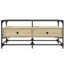 sofabord med glasplade 98,5x50x45 cm sonoma-eg