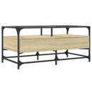 sofabord med glasplade 98,5x50x45 cm sonoma-eg