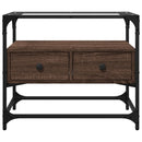 tv-bord med glastop 60x35x51 cm konstrueret træ brun eg