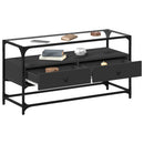 tv-bord med glastop 98x35x51 cm konstrueret træ sort