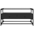 tv-bord med glastop 98x35x51 cm konstrueret træ sort