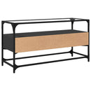 tv-bord med glastop 98x35x51 cm konstrueret træ sort