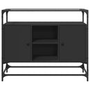 skænk med glastop 98x35x81 cm konstrueret træ sort