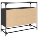 skænk med glastop 98x35x81 cm konstrueret træ sort