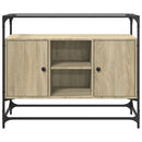 skænk med glastop 98x35x81 cm konstrueret træ sonoma-eg
