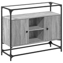 skænk med glastop 98x35x81 cm konstrueret træ grå sonoma-eg