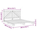 sengeramme med sengegavl 200x200 cm massivt fyrretræ