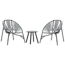 havestolssæt 3 stk. polyrattan sort og lysegrå