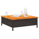 havebord 70x70x25 cm rattan og massivt akacietræ sort