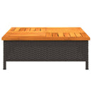 havebord 70x70x25 cm rattan og massivt akacietræ sort