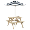 picnicbord til 4 børn m. parasol massivt grantræ