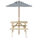 picnicbord til 4 børn m. parasol massivt grantræ