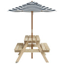 picnicbord til 4 børn m. parasol massivt grantræ