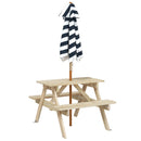picnicbord til 4 børn m. parasol massivt grantræ