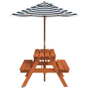 picnicbord til 4 børn m. parasol massivt grantræ